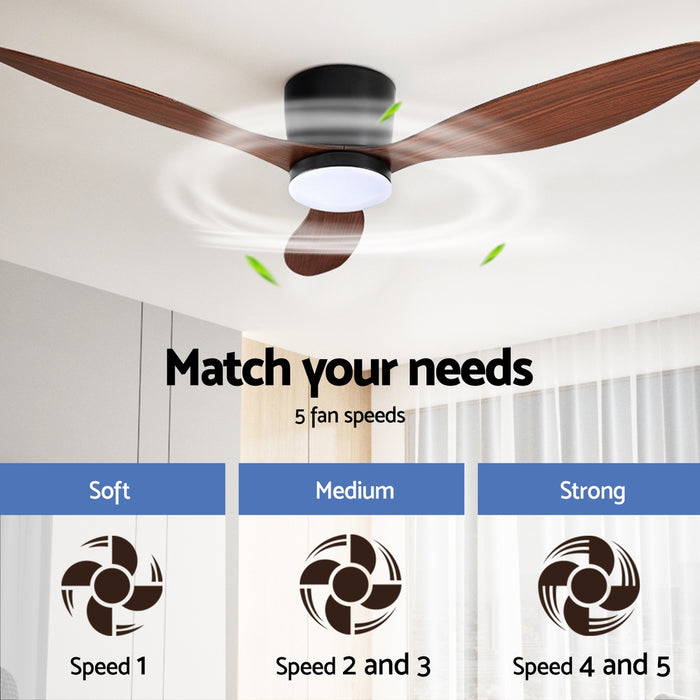 Devanti 52 Ceiling Fan DC Motor w/Light w/Remote - Dark Wood - Devanti