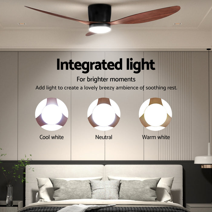 Devanti 52 Ceiling Fan DC Motor w/Light w/Remote - Dark Wood - Devanti