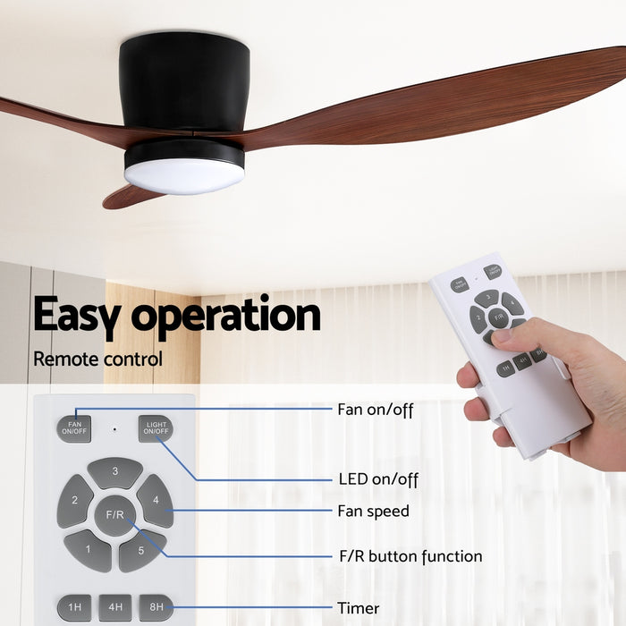 Devanti 52 Ceiling Fan DC Motor w/Light w/Remote - Dark Wood - Devanti