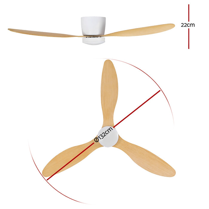 Devanti 52 Ceiling Fan DC Motor w/Light w/Remote - Light Wood - Devanti