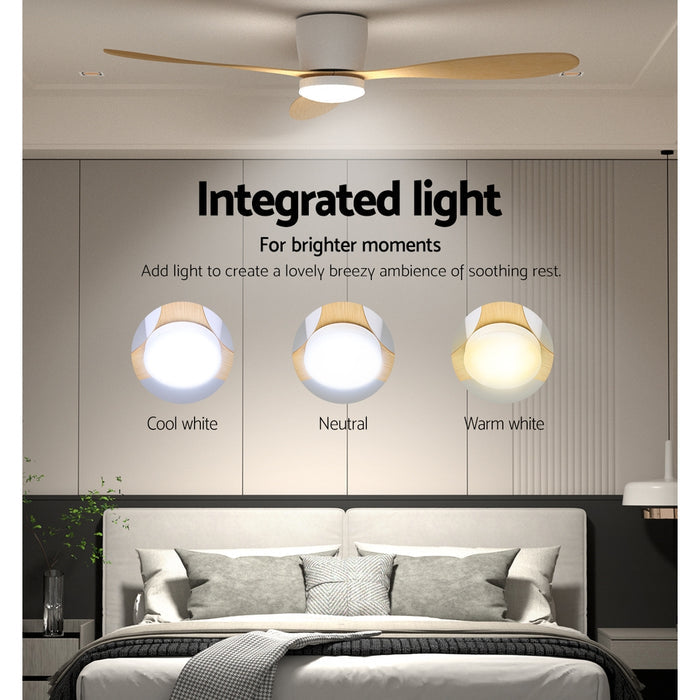 Devanti 52 Ceiling Fan DC Motor w/Light w/Remote - Light Wood - Devanti
