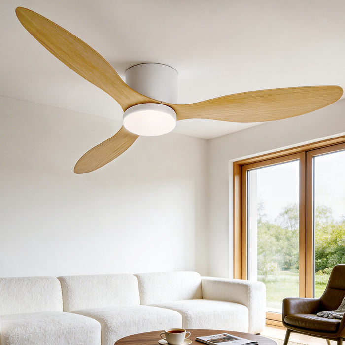 Devanti 52 Ceiling Fan DC Motor w/Light w/Remote - Light Wood - Devanti