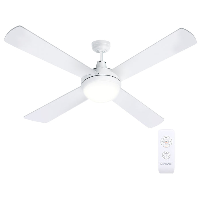 Devanti 52'' Ceiling Fan DC Motor w/Light w/Remote - White - Devanti