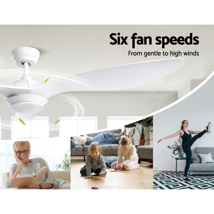 Devanti 52 Ceiling Fan With Light Remote DC Motor 3 Blades 1300mm White