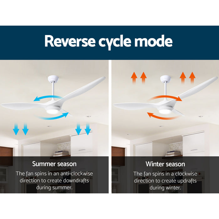 Devanti 52 Ceiling Fan With Light Remote DC Motor 3 Blades 1300mm White