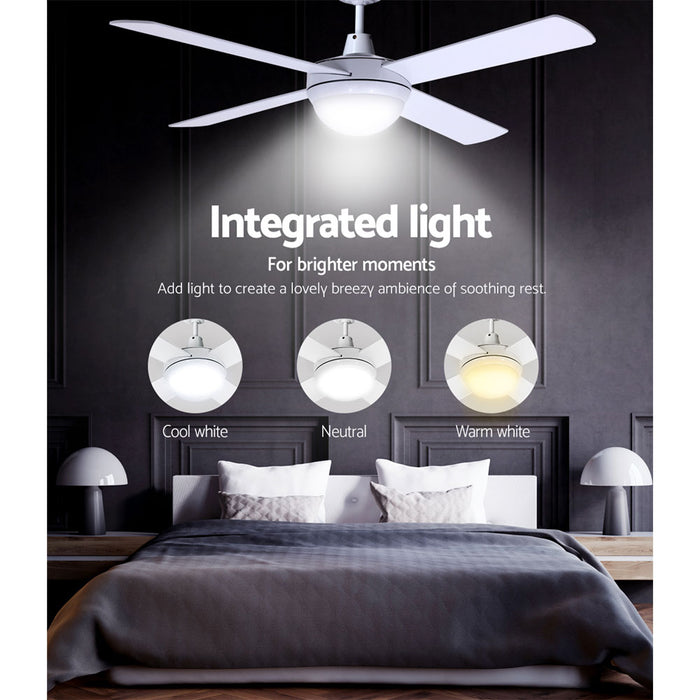 Devanti 52'' Ceiling Fan DC Motor w/Light w/Remote - White - Devanti