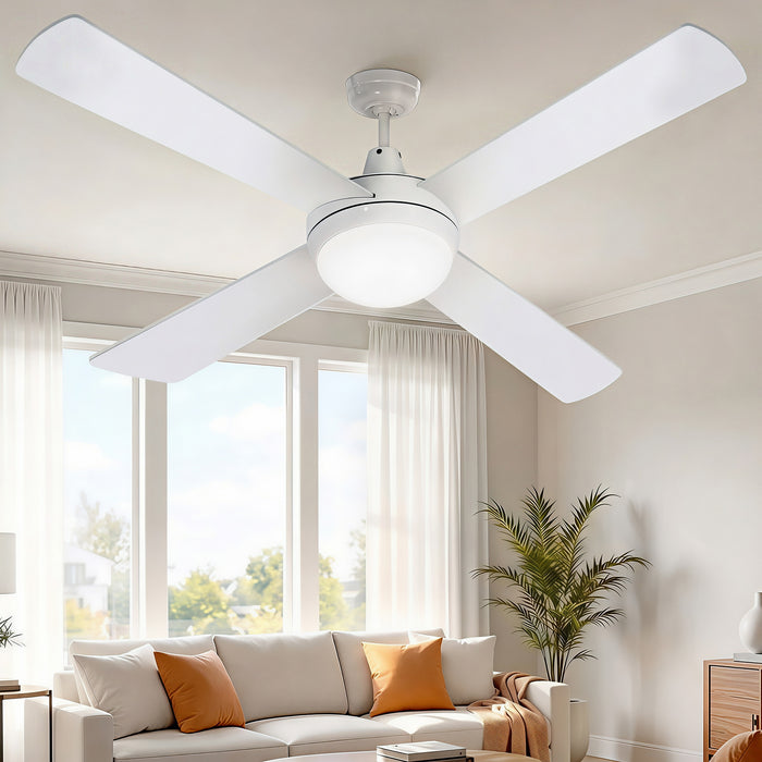 Devanti 52'' Ceiling Fan DC Motor w/Light w/Remote - White - Devanti