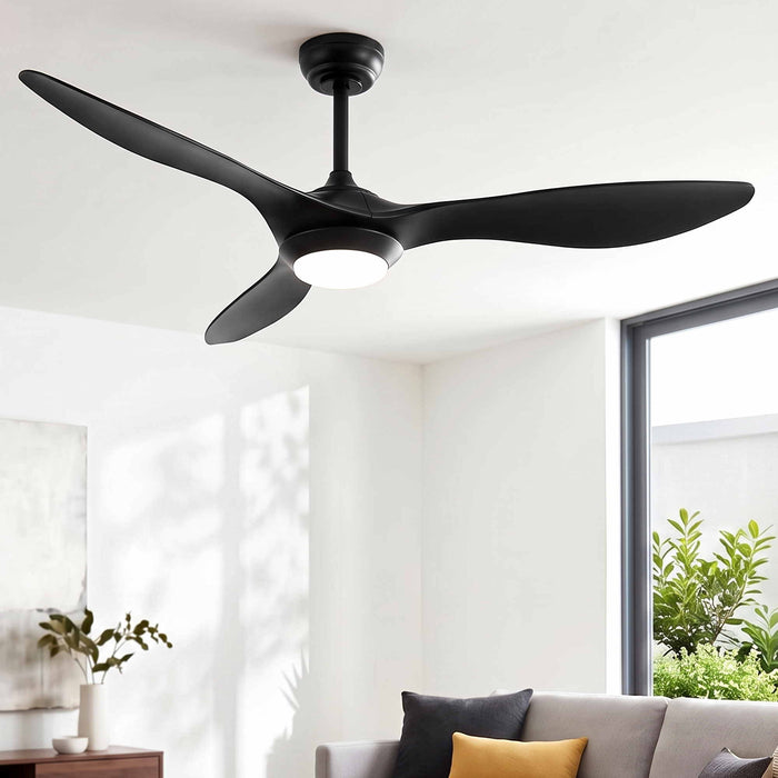 Devanti 52" Ceiling Fan with Light and Remote 3 ABS Blades DC Motor, Black