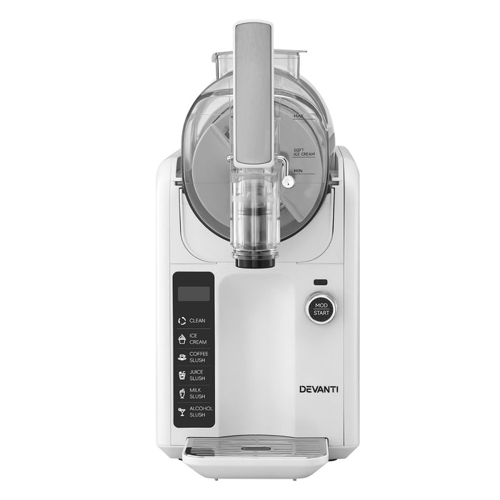 Devanti 5in1 Slushie Machine Ice Cream Maker 2L White - Devanti