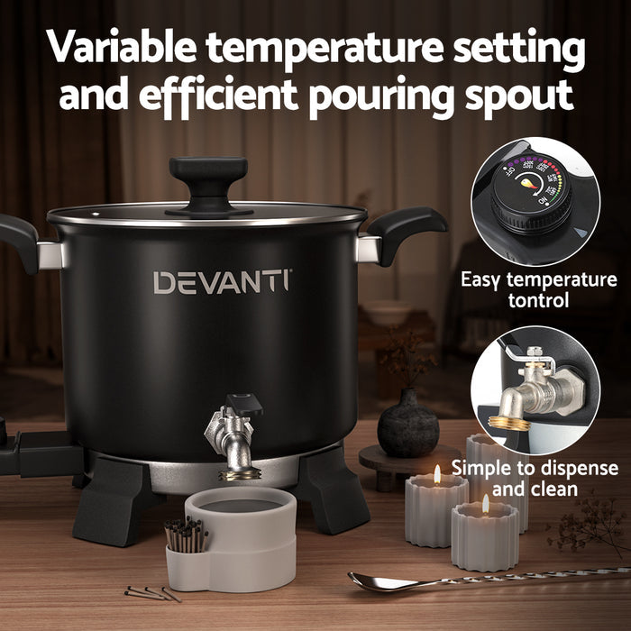 Devanti 5L Wax Melter Candle Making 1200W Melting Pot Furnace Quick Pour Spout Soy Soap - Devanti