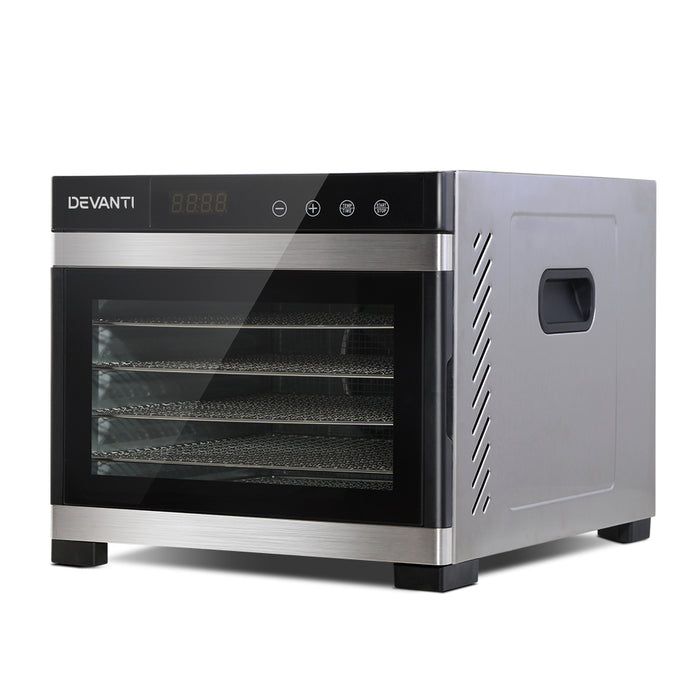 Devanti 6 Trays Commercial Food Dehydrator Stainless Steel Fruit Dryer