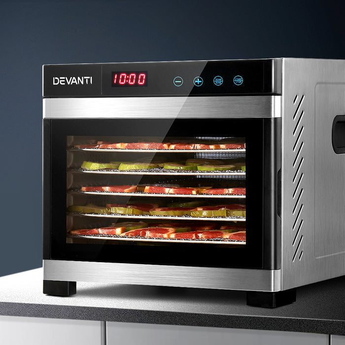 Devanti 6 Trays Commercial Food Dehydrator Stainless Steel Fruit Dryer