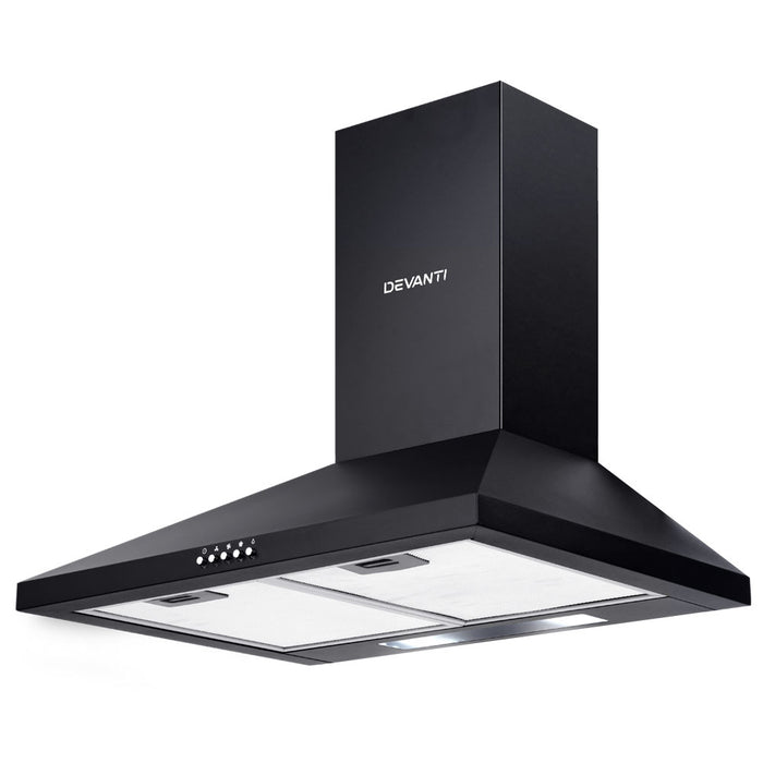 Devanti Pyramid Range Hood Rangehood 600mm 60cm Kitchen Canopy Black - Devanti