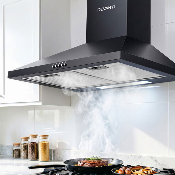 Devanti 600mm Range Hood 60cm Rangehood Black - Devanti