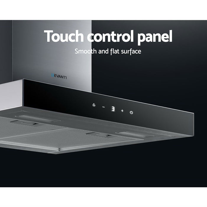 Devanti Rangehood 600mm Range Hood 60cm Stainless Steel Glass Kitchen Canopy - Devanti