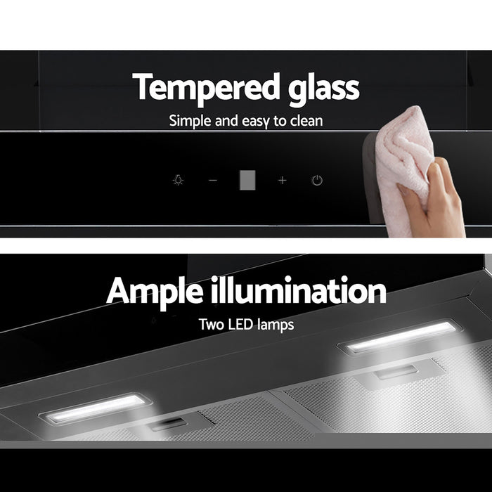 Devanti Rangehood 600mm Range Hood 60cm Stainless Steel Glass Kitchen Canopy - Devanti