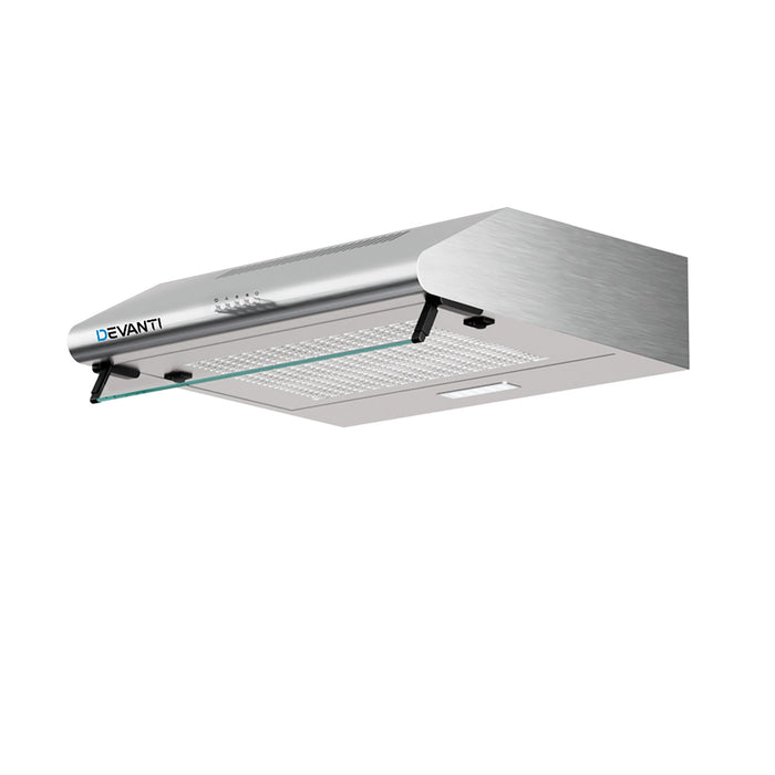 Devanti 600mm Range Hood 60cm Rangehood Kitchen Canopy LED Light Stainless Steel - Devanti