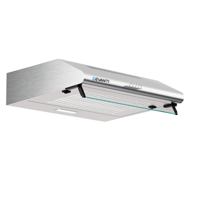 Devanti 600mm Range Hood 60cm Rangehood Kitchen Canopy LED Light Stainless Steel - Devanti