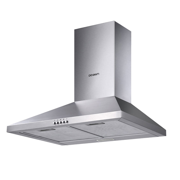 Devanti Range Hood 60cm 600mm Kitchen Canopy Stainless Steel Rangehood Wall Mount - Devanti