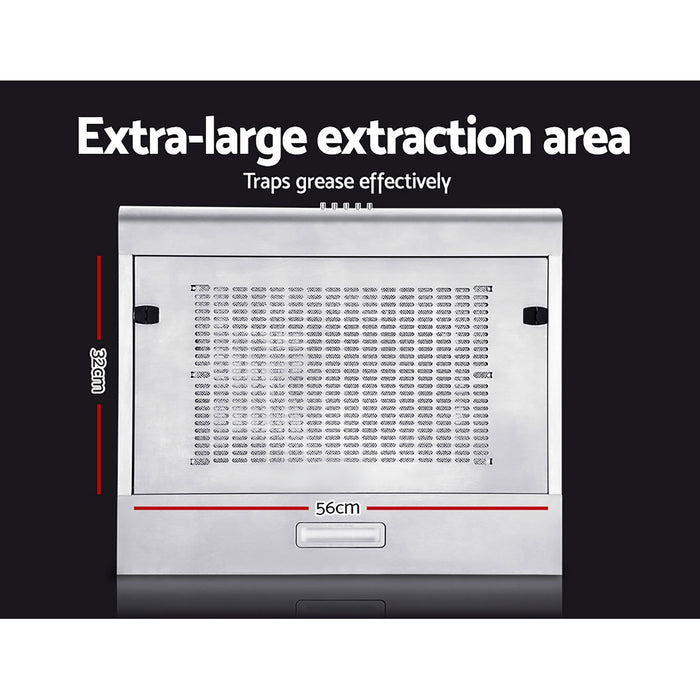 Devanti Fixed Range Hood Rangehood Stainless Steel Kitchen Canopy 60cm 600mm - Devanti