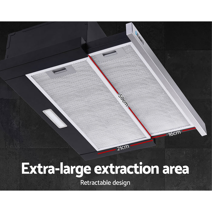Devanti 600mm Range Hood 60cm Slide out Rangehood Stainless Steel - Devanti