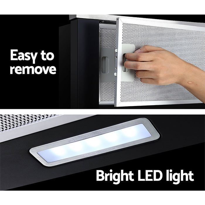 Devanti 600mm Range Hood 60cm Slide out Rangehood Stainless Steel - Devanti