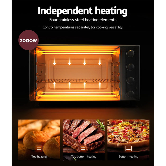Devanti Electric Convection Oven Bake Benchtop Rotisserie Grill 60L - Devanti
