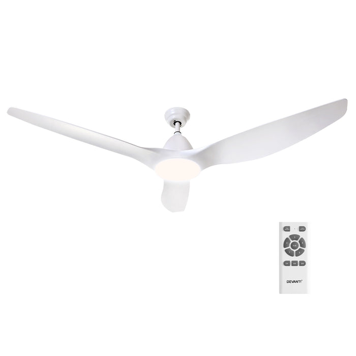 Devanti 64 DC Motor Ceiling Fan With Light LED Remote Control Fans 3 Blades White
