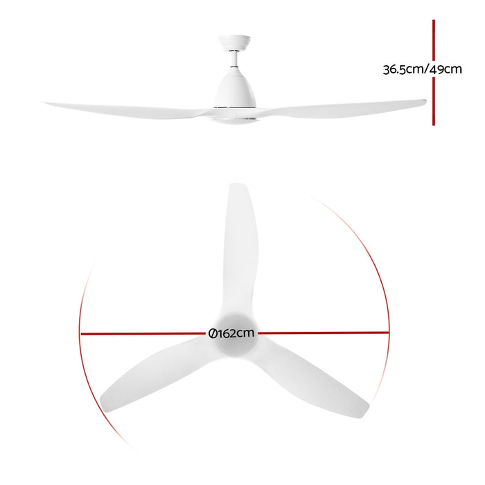 Devanti 64 DC Motor Ceiling Fan With Light LED Remote Control Fans 3 Blades White