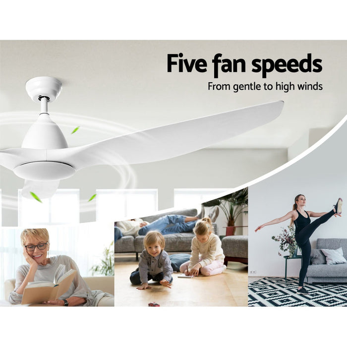 Devanti 64 DC Motor Ceiling Fan With Light LED Remote Control Fans 3 Blades White