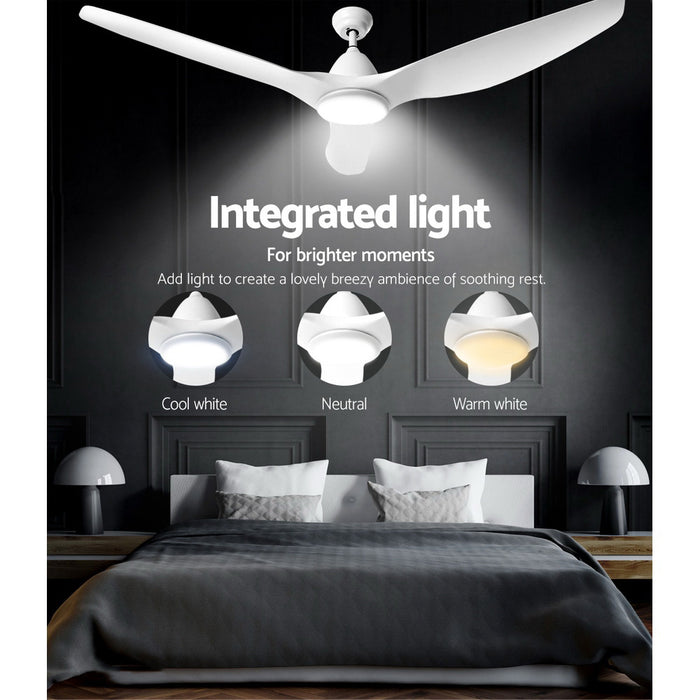 Devanti 64 DC Motor Ceiling Fan With Light LED Remote Control Fans 3 Blades White