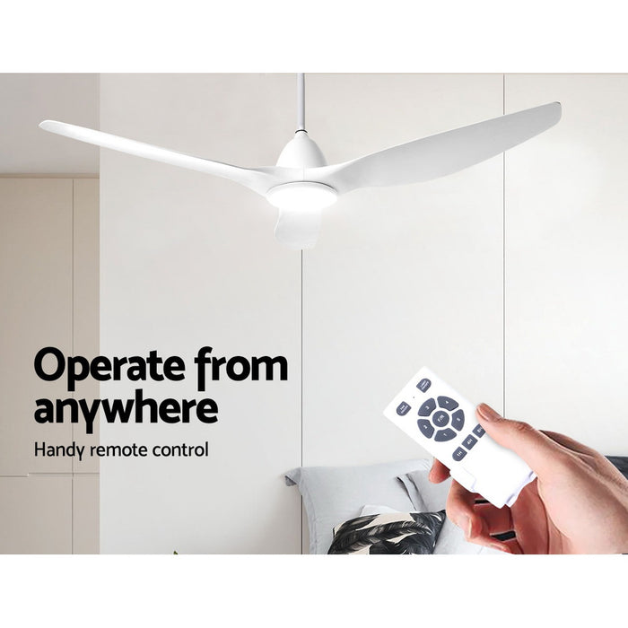 Devanti 64 DC Motor Ceiling Fan With Light LED Remote Control Fans 3 Blades White