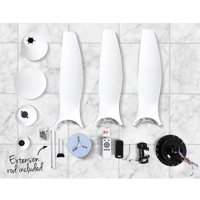 Devanti 64 DC Motor Ceiling Fan With Light LED Remote Control Fans 3 Blades White