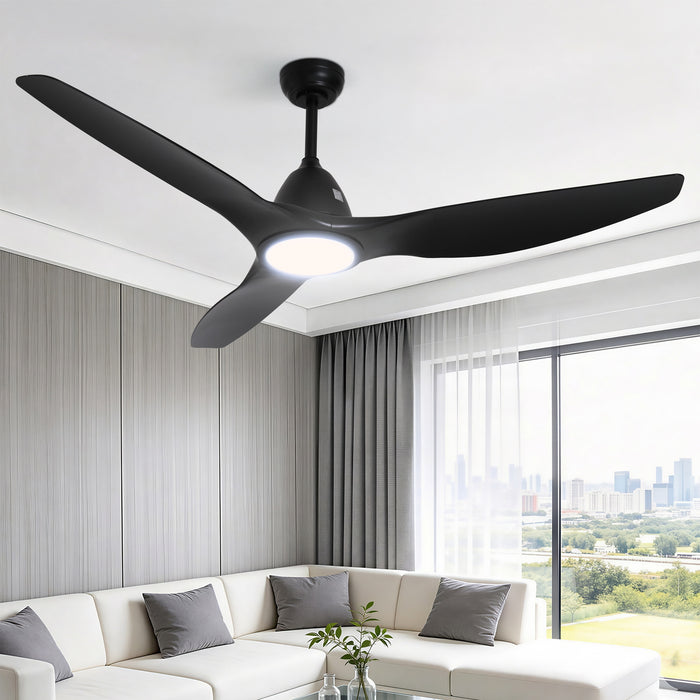 Devanti 64 Inch Ceiling Fan DC Motor w/Light w/Remote - Black - Devanti