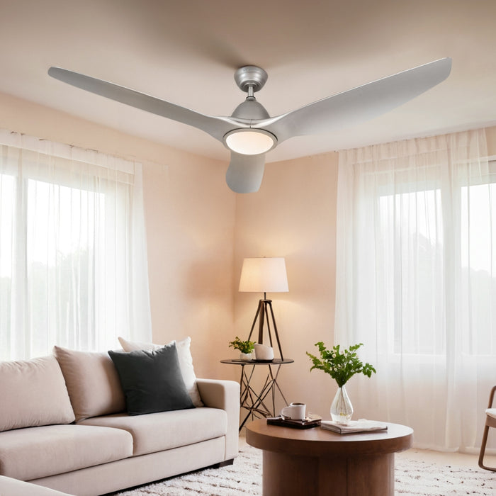 Devanti 64 Inch Ceiling Fan DC Motor w/Light w/Remote - Silver - Devanti