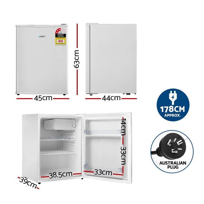 Devanti 70L Portable Mini Bar Fridge - White - Devanti