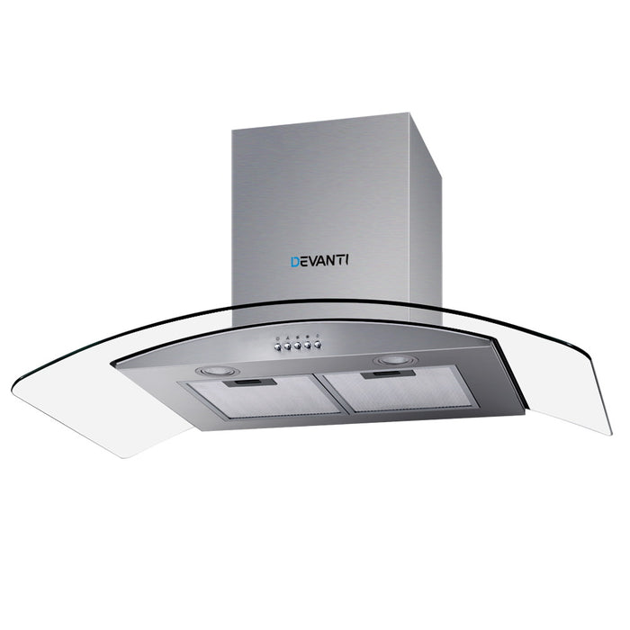 Devanti Range Hood 900mm Rangehood Kitchen Stainless Glass Canopy 90cm - Devanti