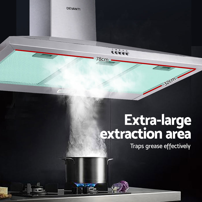 Devanti 900mm Range Hood 90cm Rangehood Stainless Steel - Devanti