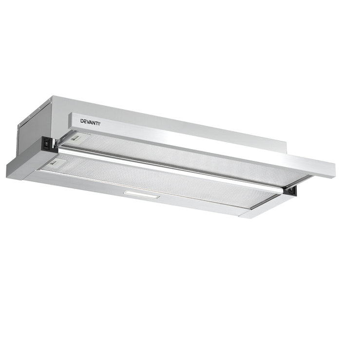 Devanti 900mm Range Hood 90cm Slide out Rangehood Stainless Steel - Devanti