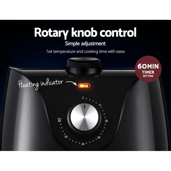 Devanti Air Fryer 2.5L Electric Fryers Airfryer Healthy Cooker Oil Free Kitchen - Devanti