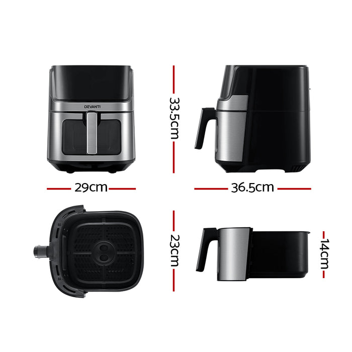 Devanti Air Fryer 6.5L LCD Fryers Oven Airfryer Healthy Cooker Oil Free Kitchen - Devanti