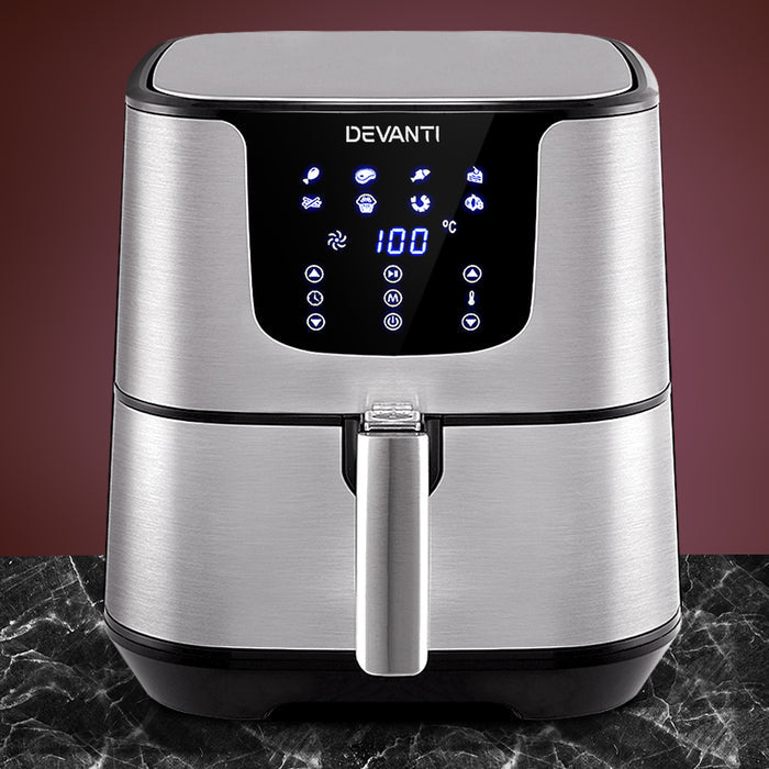 Devanti Air Fryer 7L LCD Fryers Oil Free Oven Airfryer Kitchen Healthy Cooker - Devanti