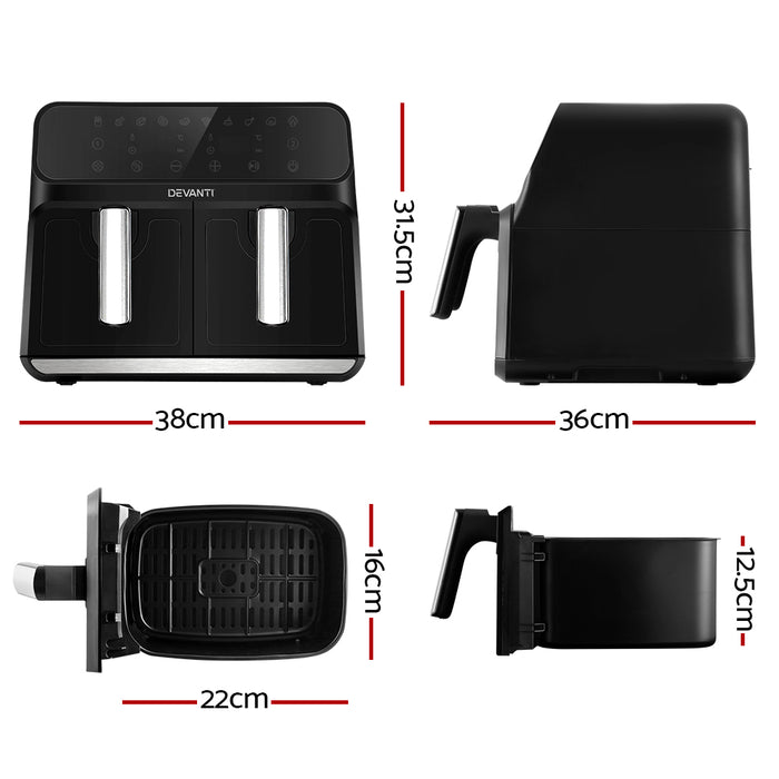 Devanti Air Fryer 8L LCD Fryers Oven Airfryer Healthy Cooker Oil Free Kitchen - Devanti