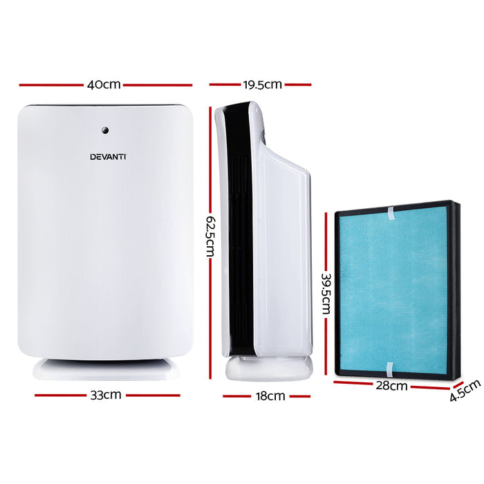 Devanti Air Purifier Freshener Carbon HEPA Filter Home Office Odour Cleaner - Devanti