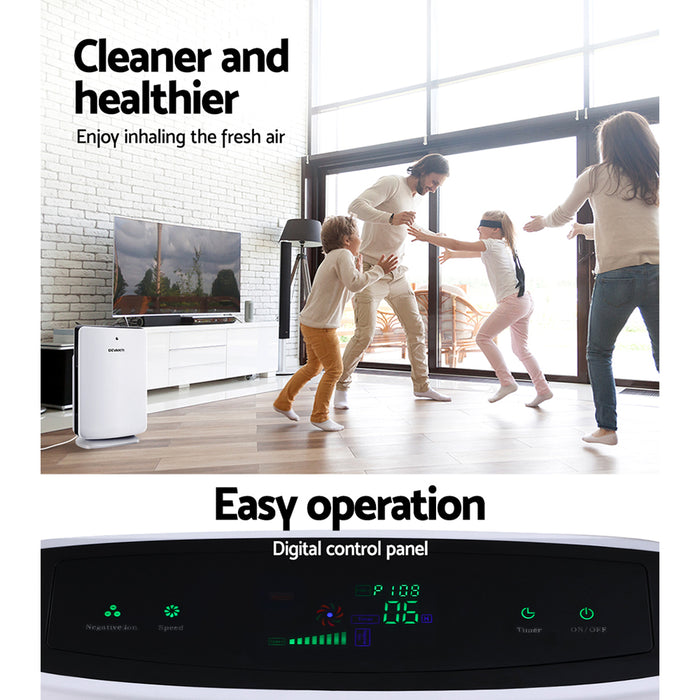 Devanti Air Purifier Freshener Carbon HEPA Filter Home Office Odour Cleaner - Devanti