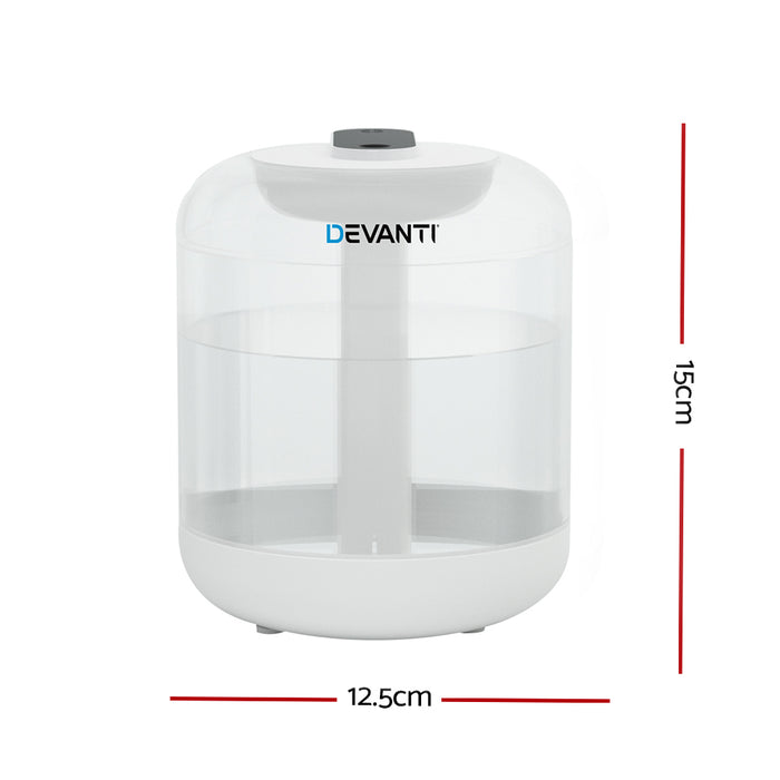 Devanti 1L Air Humidifier Ultrasonic Purifier Aroma Diffuser Essential Oil LED - Devanti