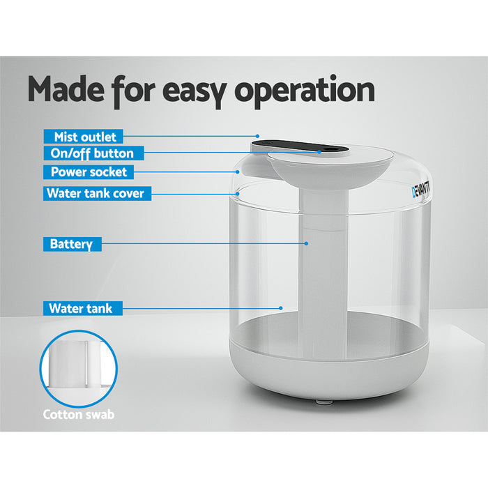 Devanti 1L Air Humidifier Ultrasonic Purifier Aroma Diffuser Essential Oil LED - Devanti