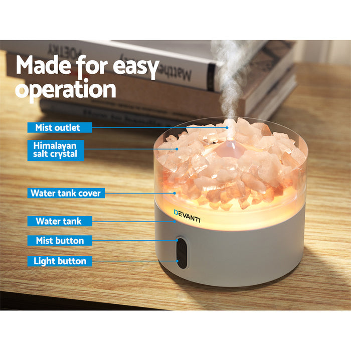Devanti Aroma Diffuser Aromatherapy Essential Oils Air Humidifier LED Crystal - Devanti