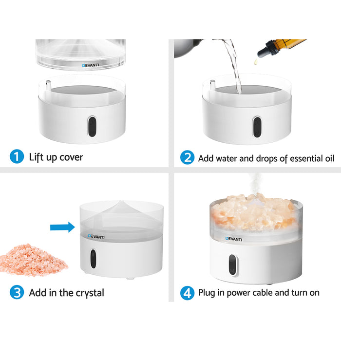 Devanti Aroma Diffuser Aromatherapy Essential Oils Air Humidifier LED Crystal - Devanti