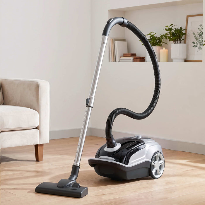 DEVANTI Bagged Vacuum Cleaner Powerful Suction for Carpet Wood Tile Floor Black